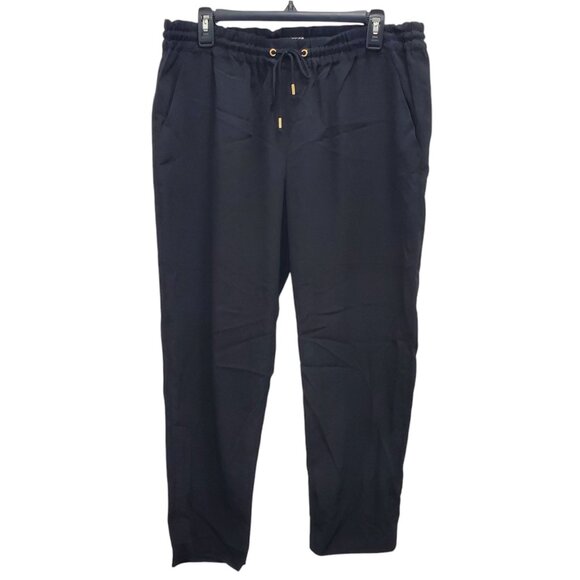 Express Women's Black Flat Front Elastic Paperbag Waist Cropped Casual Pants M - Picture 1 of 10